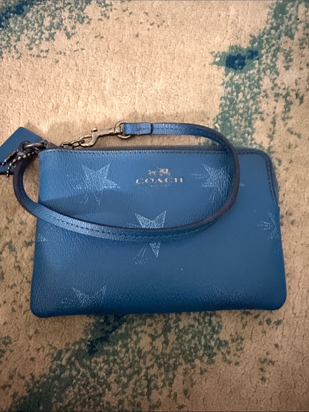 Coach Blue Star-Print Wristlet Clutch